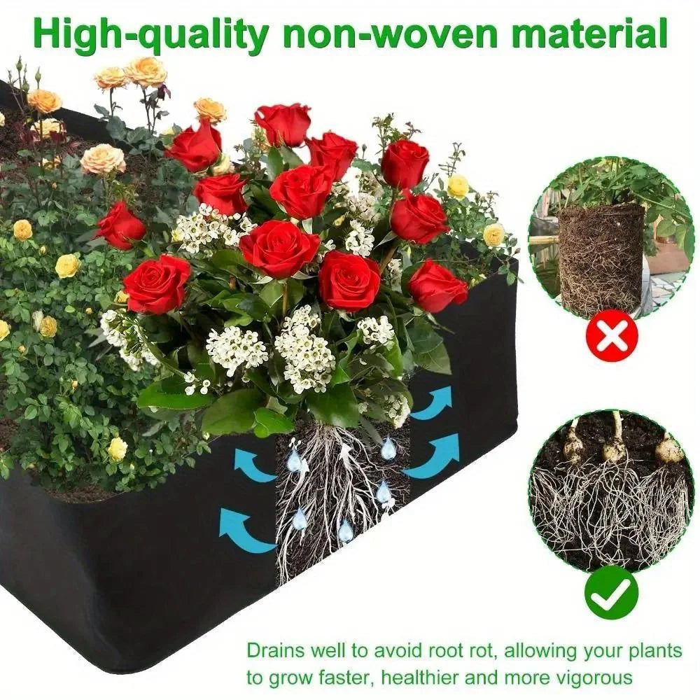 Felt Fabric Raised Garden Bed, 8-Grid Portable Rectangle Grow Bag, Reusable Vegetable Planter Box for Indoor & Outdoor Gardening