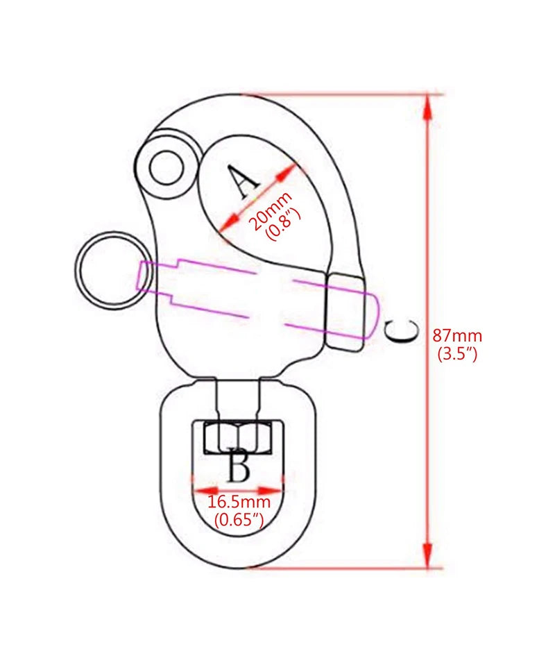 Swivel Eye Snap Shackle Quick Release Bail Rigging Sailing Boat Marine 316 Stainless Steel Clip