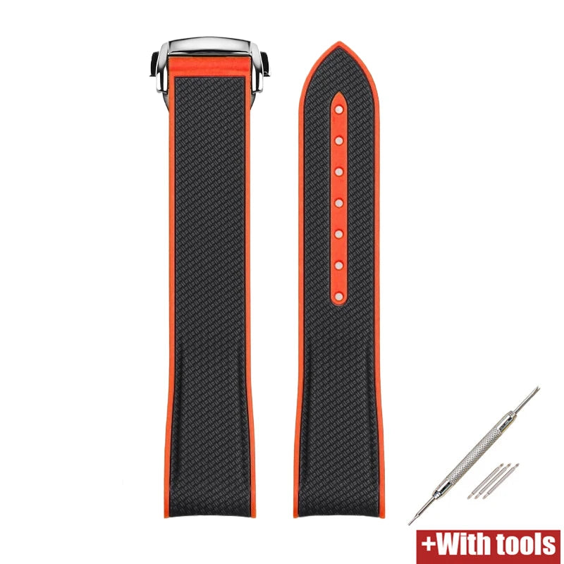 Curved End Strap 20mm for Omega X Swatch Joint MoonSwatch Sport Silicone Rubber Folding Buckle Watch Band for Seamaster 300