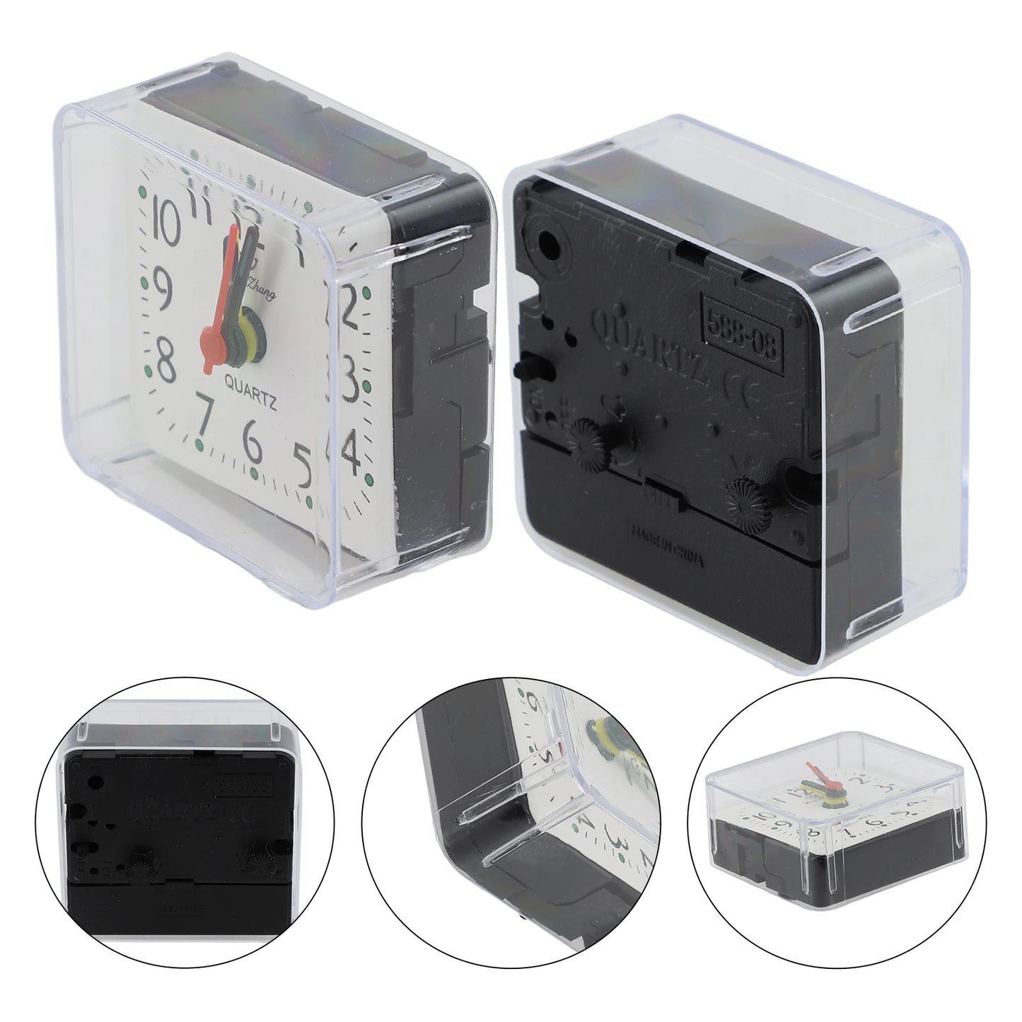 Small Battery Operated Quartz Alarm Clock with Beeping Sound for Bedside Use Featuring Clear Numbers and Reliable Performance