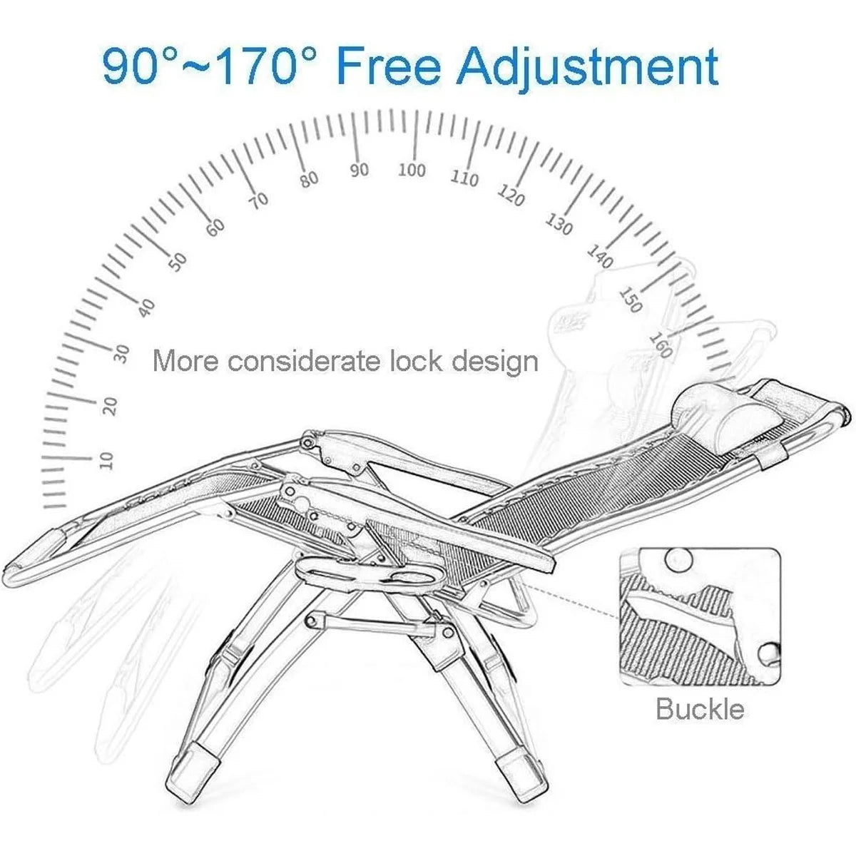 Zero Gravity Chair Reclining Sun Lounger Outdoor Garden Folding Adjustable