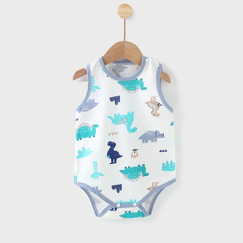 Baby Summer Pure Cotton Sleeveless Triangle Fart Clothes Newborn Thin Breathable Romper Newborn Crawling Clothes Jumpsuit