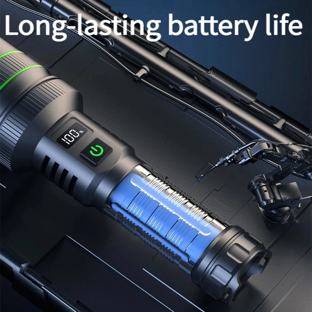 hit product long-range kilometer ultra bright flashlight, outdoor waterproof high-power strong light flashlight, rechargeable