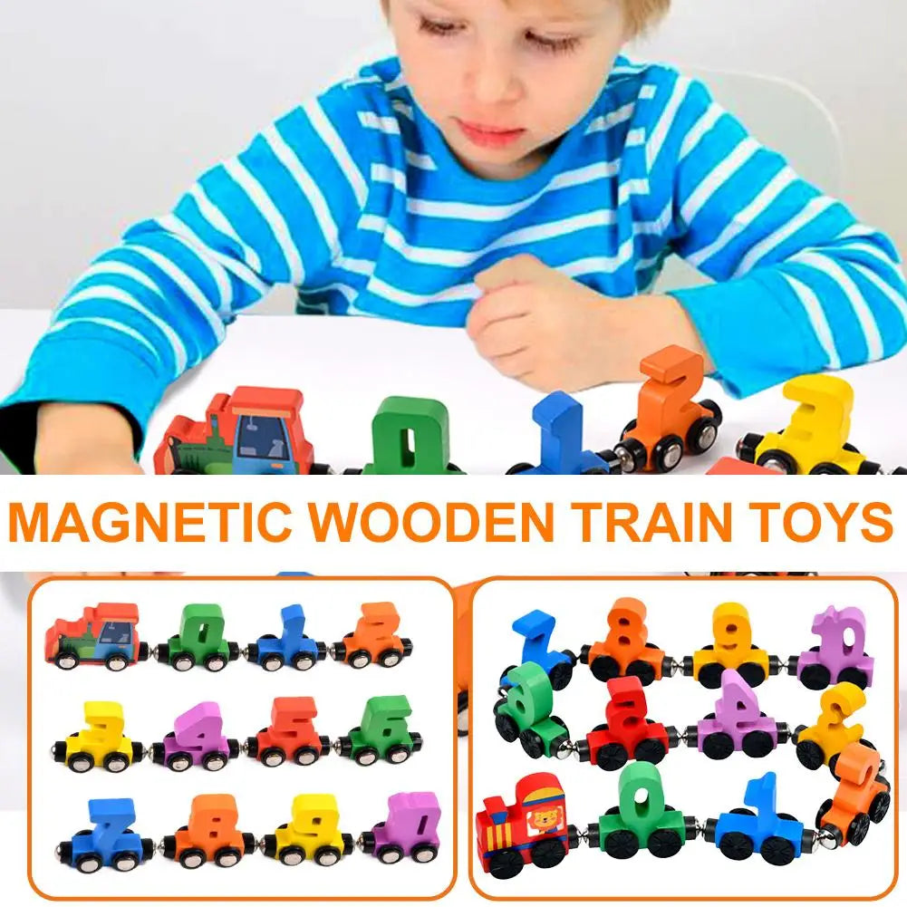 Train Set Magnetic Digital Train Puzzle Wooden Number Trains Learning Activities Educational Digital Train Toys Kids Gifts