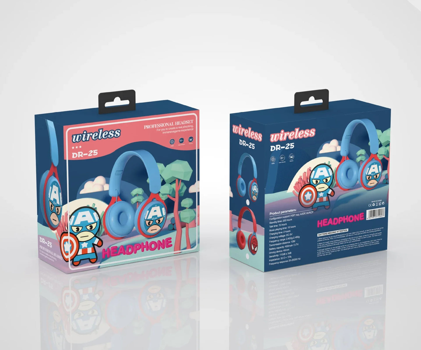 Cartoon Spiderman Minnie Mickey Wireless Headphones Blutooth Surround Sound Stereo Foldable Earphone Laptop Headset