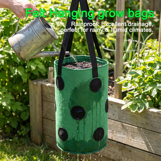Hanging Grow Bags for Strawberries Tomatoes Hanging Planting Grow Bag Vertical Garden  Strawberry Planter Pot Aeroponic Tower
