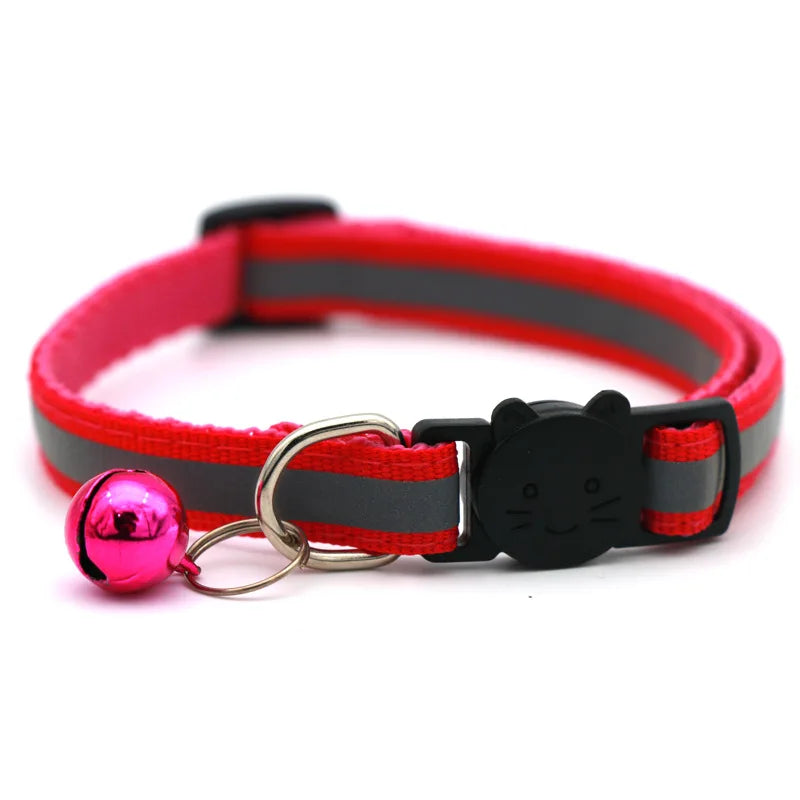 Cat Collar Colors Reflective Breakaway Neck Ring Necklace Bell Pet Products Safety Elastic Adjustable with Soft Material