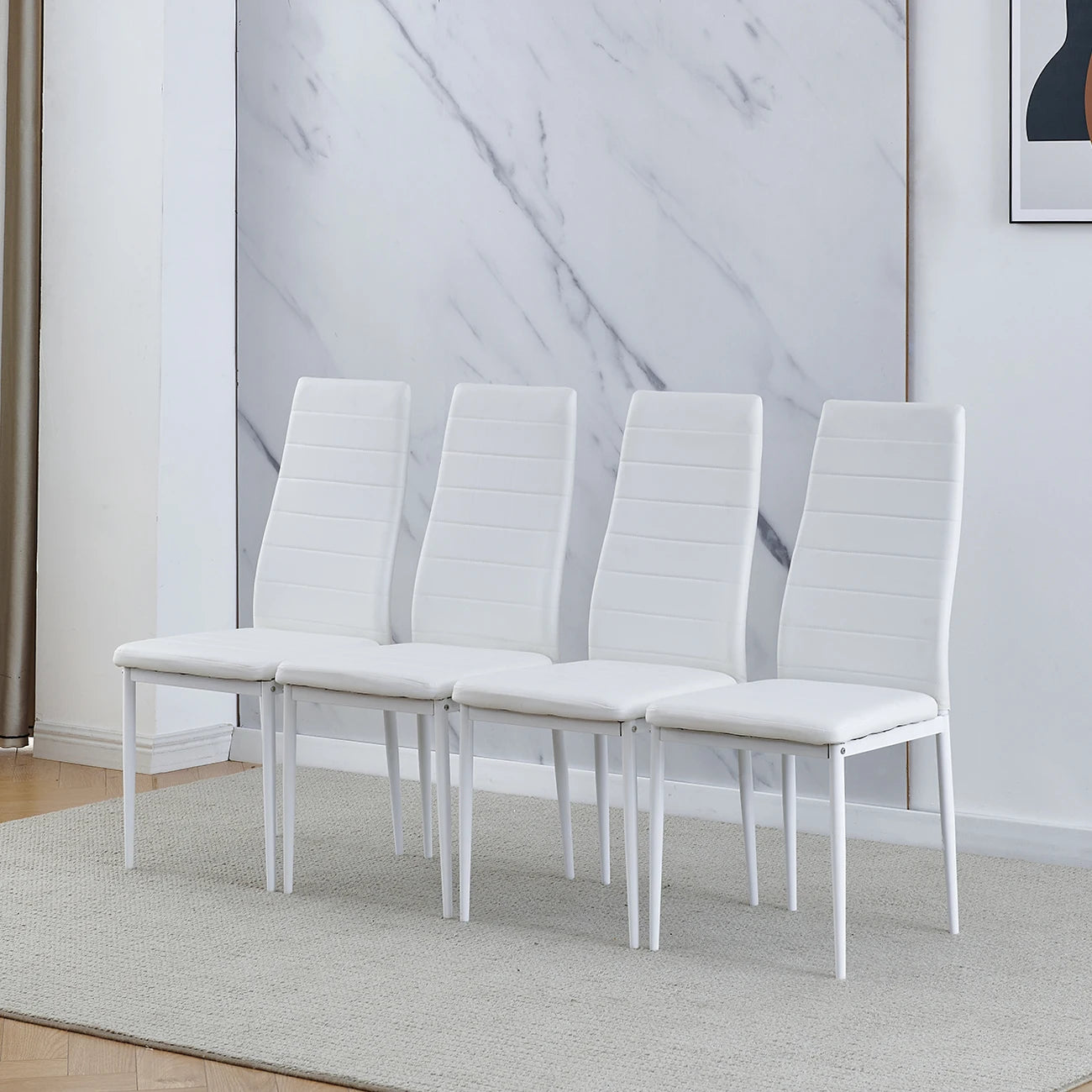 BonChoice Set of 2/4/6 Dining Chairs PU Leather/Velvet High Back With Metal Legs For Dining Room Kitchen Restaurant Office