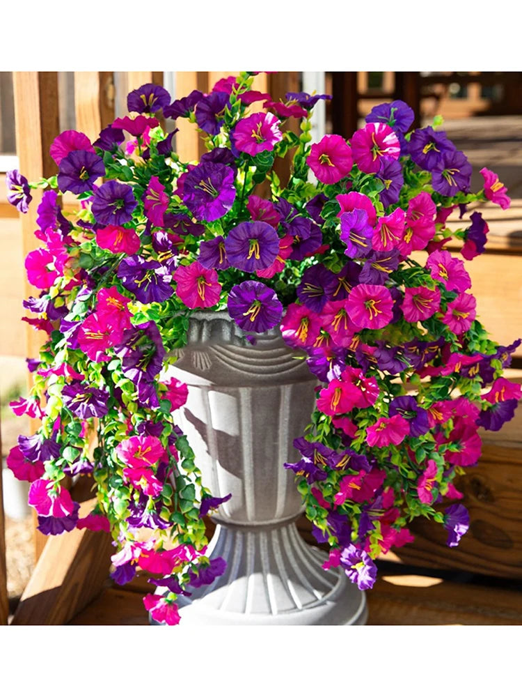 Outdoor courtyard simulation flower eucalyptus morning glory silk flower home wedding decoration wall hanging rattan flower vine