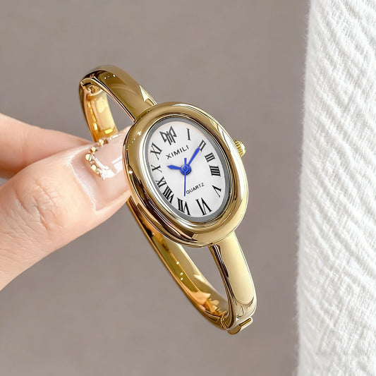 Elegant Oval Roma Dial Women Quartz Watch Fashion Bracelet Strap Ladies Wristwatch Reloj Mujer Girls Clock Gift