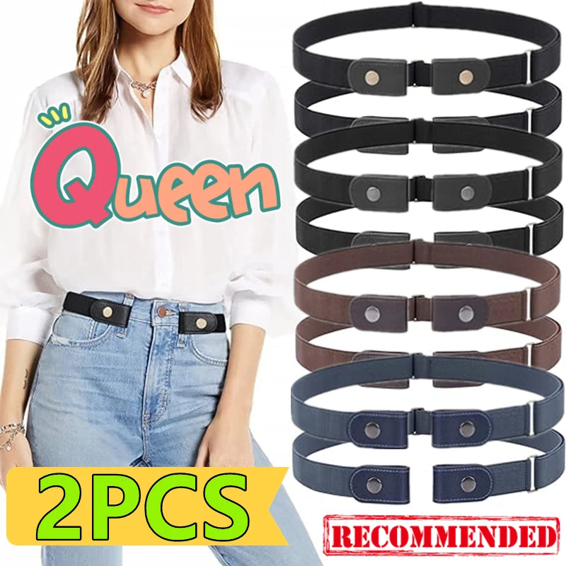 2/1PC Buckle-Free Belt Adjustable Stretch Elastic Waist Band Invisible Belts Women Men Jean Pants Dress No Buckle Easy To Wear