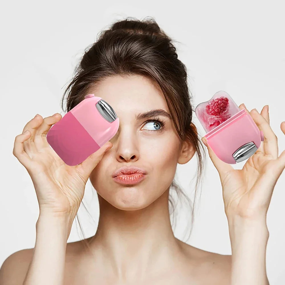 2 In 1 Ice Facial Roller Gua Sha Puffiness Roller Lifting Contouring Tools Ice Cube Trays Ice Balls Face Massager Beauty Care