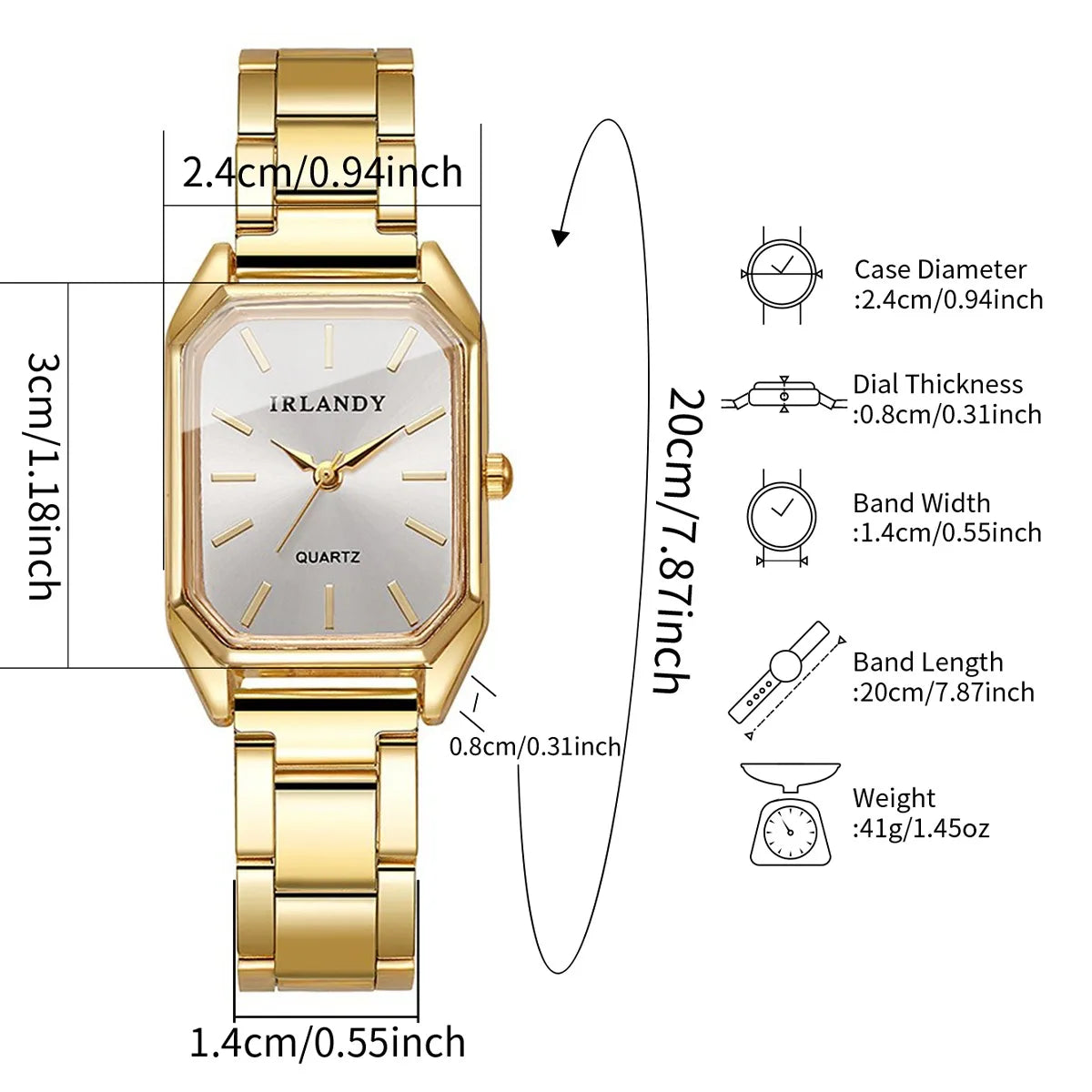 2PCS Fashion Rectangle Women Quartz Watch Rhinestone Bracelet Set Elegant Ladies Wristwatches Reloj Mujer Clock（Without Box）