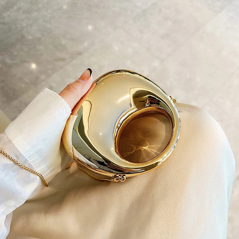 Z. Women's Chain Crossbody Bag Small Purse Acrylic Metallic Luster Half Moon Party Banquet Women's Bag Luxury Handbag