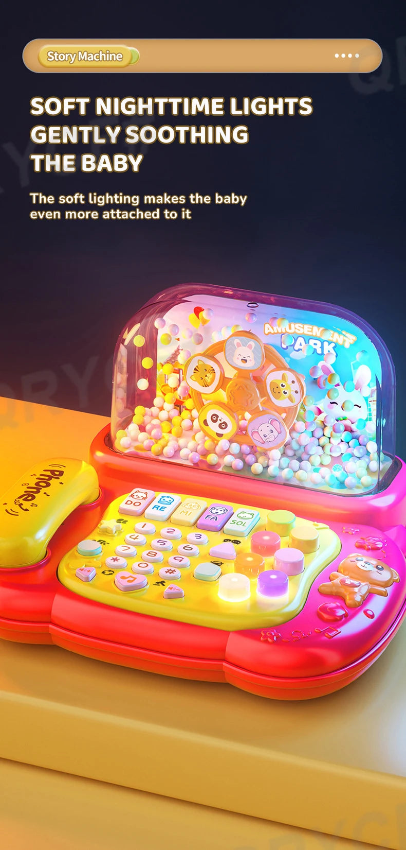 Simulation Telephone Toys Snowfiake Music Lights Story Machine Baby Mobile Phone Multi-functional Kids Education Christmas Gifts