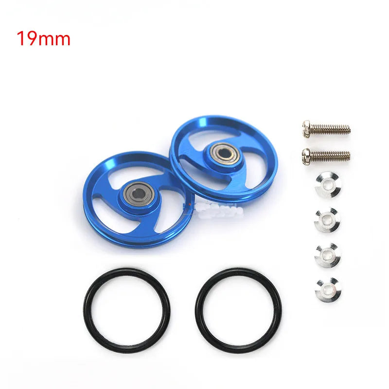 2pcs 15418 13-12mm Aluminum Alloy Guide Rollers 15461/15426 2023Jcup 95160 19mm Roller With Rubber Ring Tamiya Mini 4WD Homemade