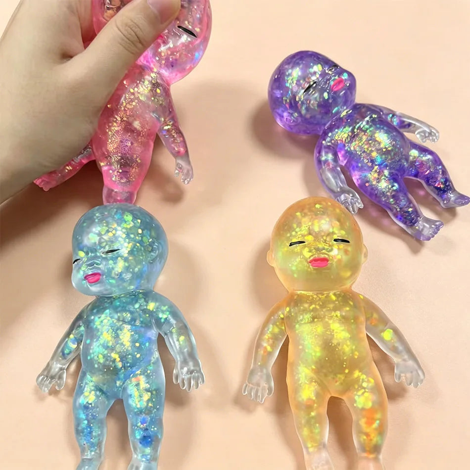 Top Seller Glitter Baby Squishy Toy Slow Rebound Fidget Toy Stress Relief Soft Squeeze Toy Creative Gift for Kids Adults