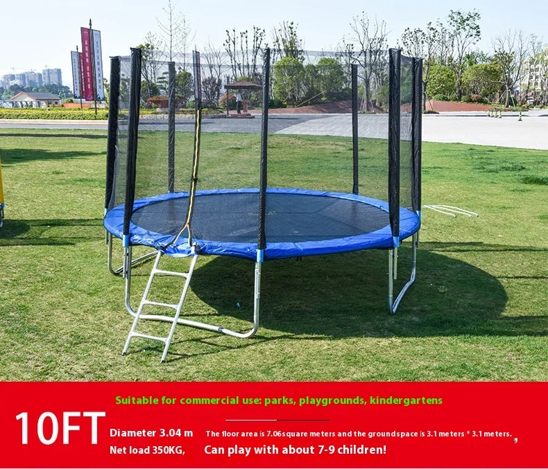 Outdoor Large Folding Trampoline with Safety Net Adult Coil Spring Bed Commercial Children Trampoline