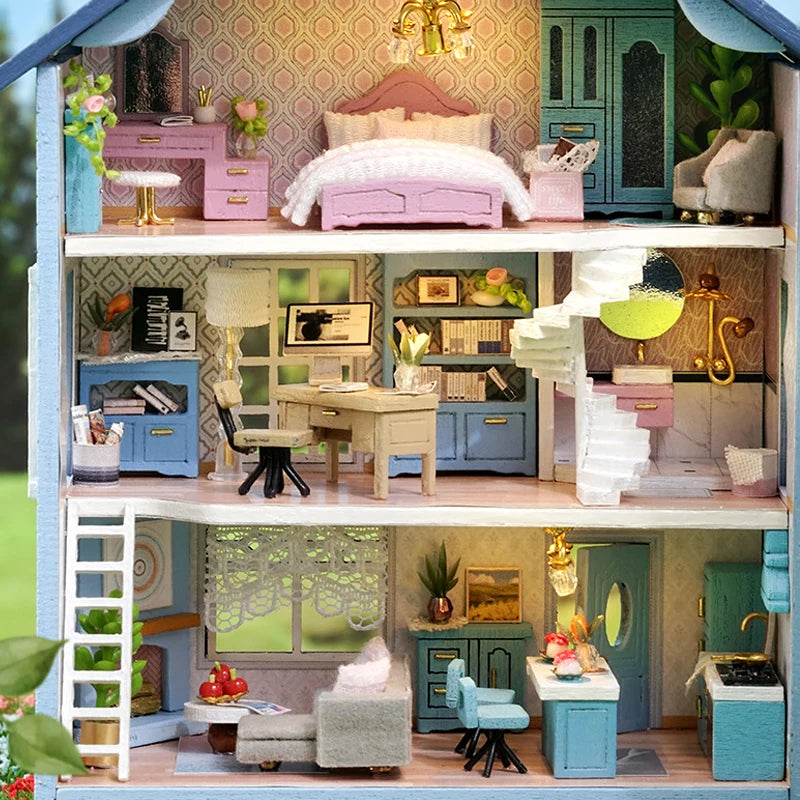 DIY Wooden Doll Houses Mini Assembly Handmade Small House Creative Scene Decoration DollHouse For Toys Birthday Gifts
