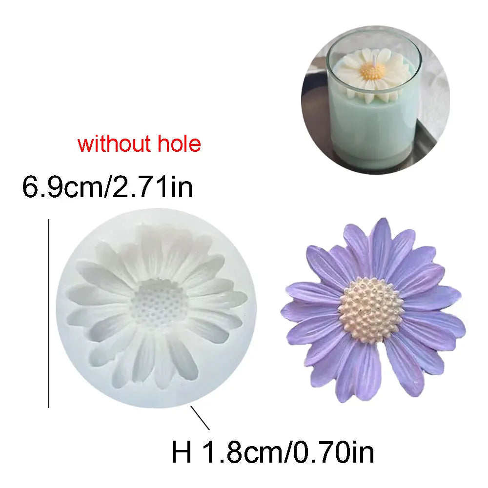 Daisy Silicone Scented Candle Mold Sunflower Candle Resin Crafting Mold for DIY Car Decor Handmade Chrysanthemum Drip Glue Gifts