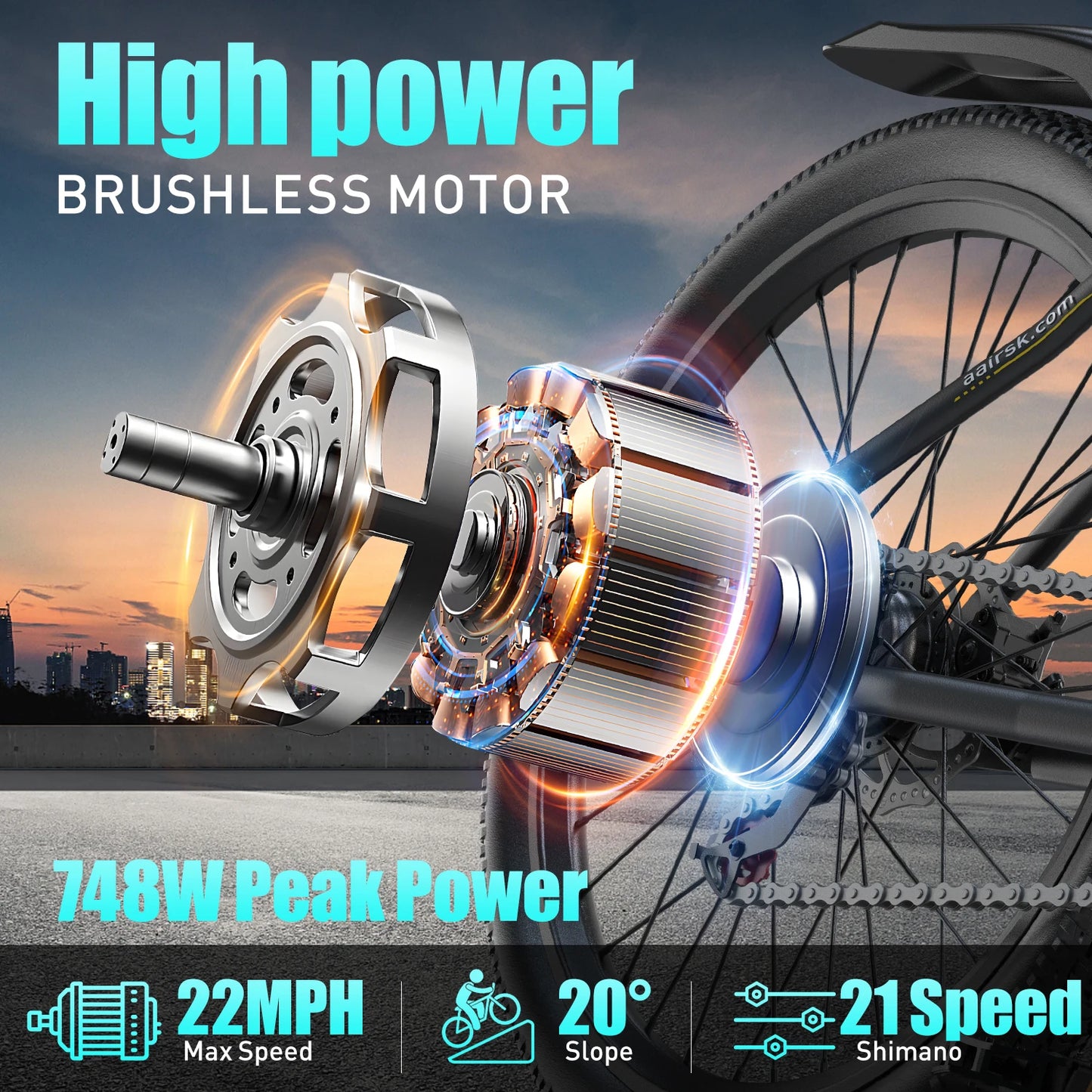 Aairsk GT900 Ebike 250W Motor 36V13AH Battery Electric Bicycle Mountain 26''Off-road Full Suspension Adult Electric Bike