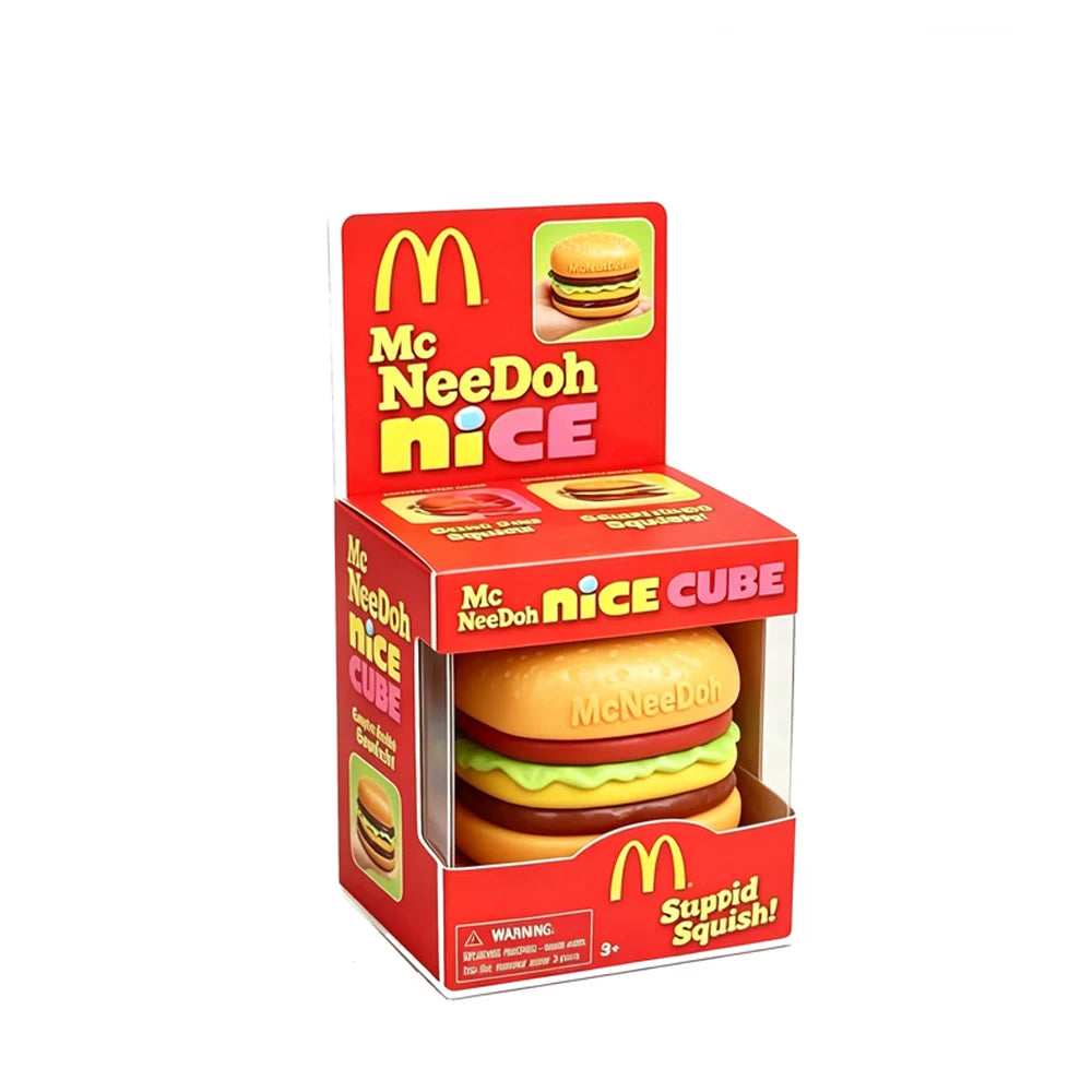 New Schylling NeeDoh Burger Cube Squishy Fidget Toy, Calms Mood & Provides Sensory Relief, Eases Anxiety, Non-toxic & Safe