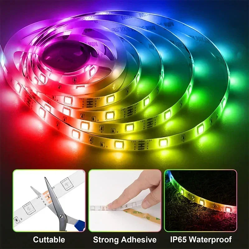 Smart LED Gaming Light Strip RGB 5050 USB 5V Music Sync 24/44key Remote APP Control Flexible Tape for Gaming Room TV Backlight