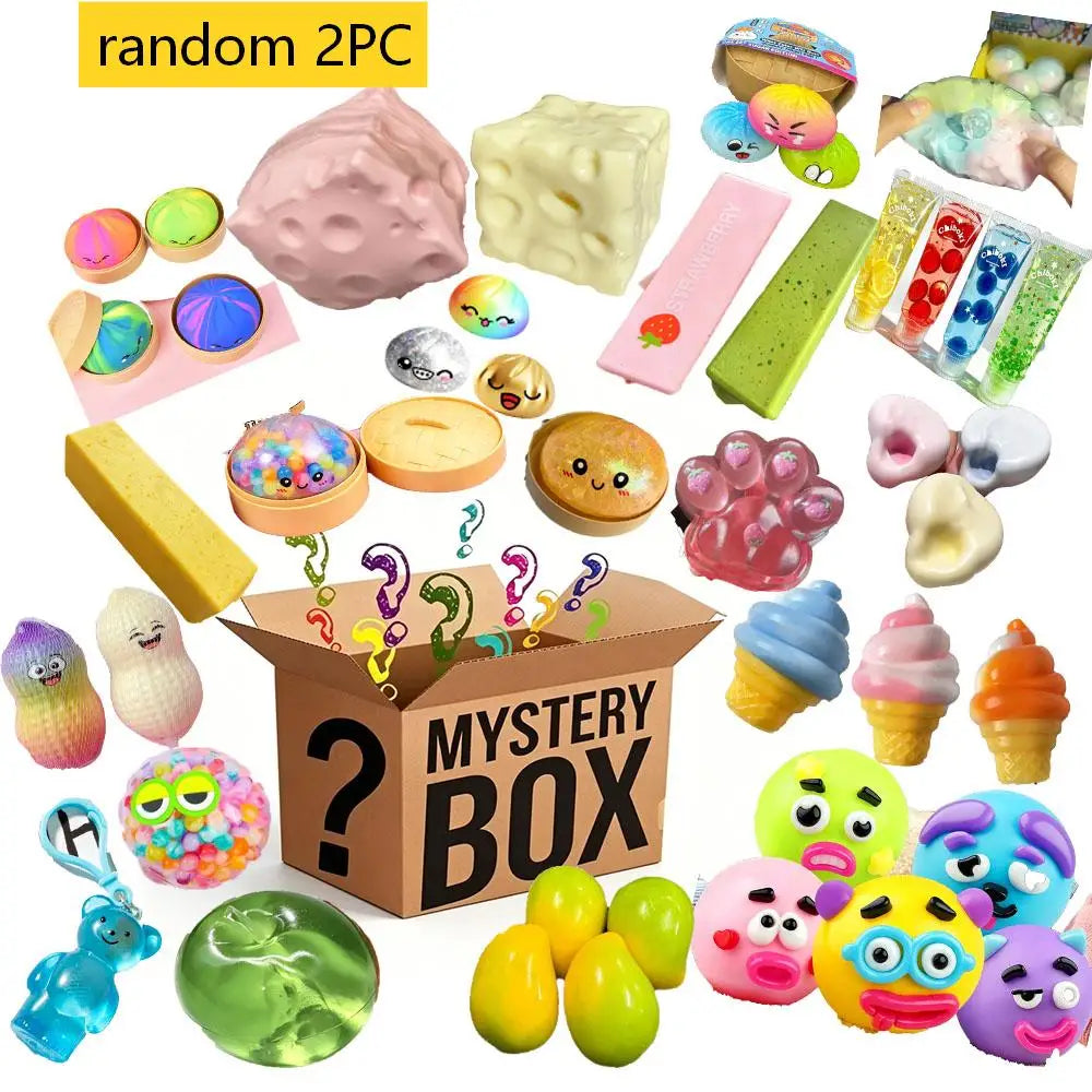 Assorted 100Pcs Surprise Blind Box Squishy Toys Slow Rebound Squeeze Fidget Stress Relief Birthday Party Favor Gifts
