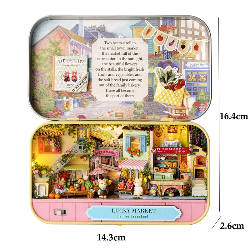 DIY Wood DollHouses Handmade Funny Box Theatre Miniature Box Cute Doll Houses 3D Puzzle Assembly Kits Birthday Gift Wooden Toys