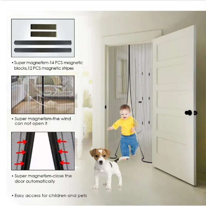 Magnetic Mosquito Net, Summer Insect Fly Control, Door Curtain Net, Living Room, Bedroom Curtain, Automatic Closing Door Screen