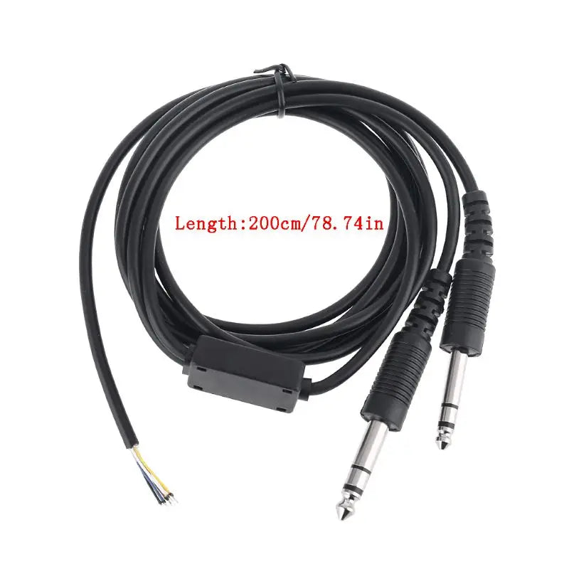 Repairing Cord 200cm DIY Aviation Headset Dual-plug Aircraft Headphones Cable