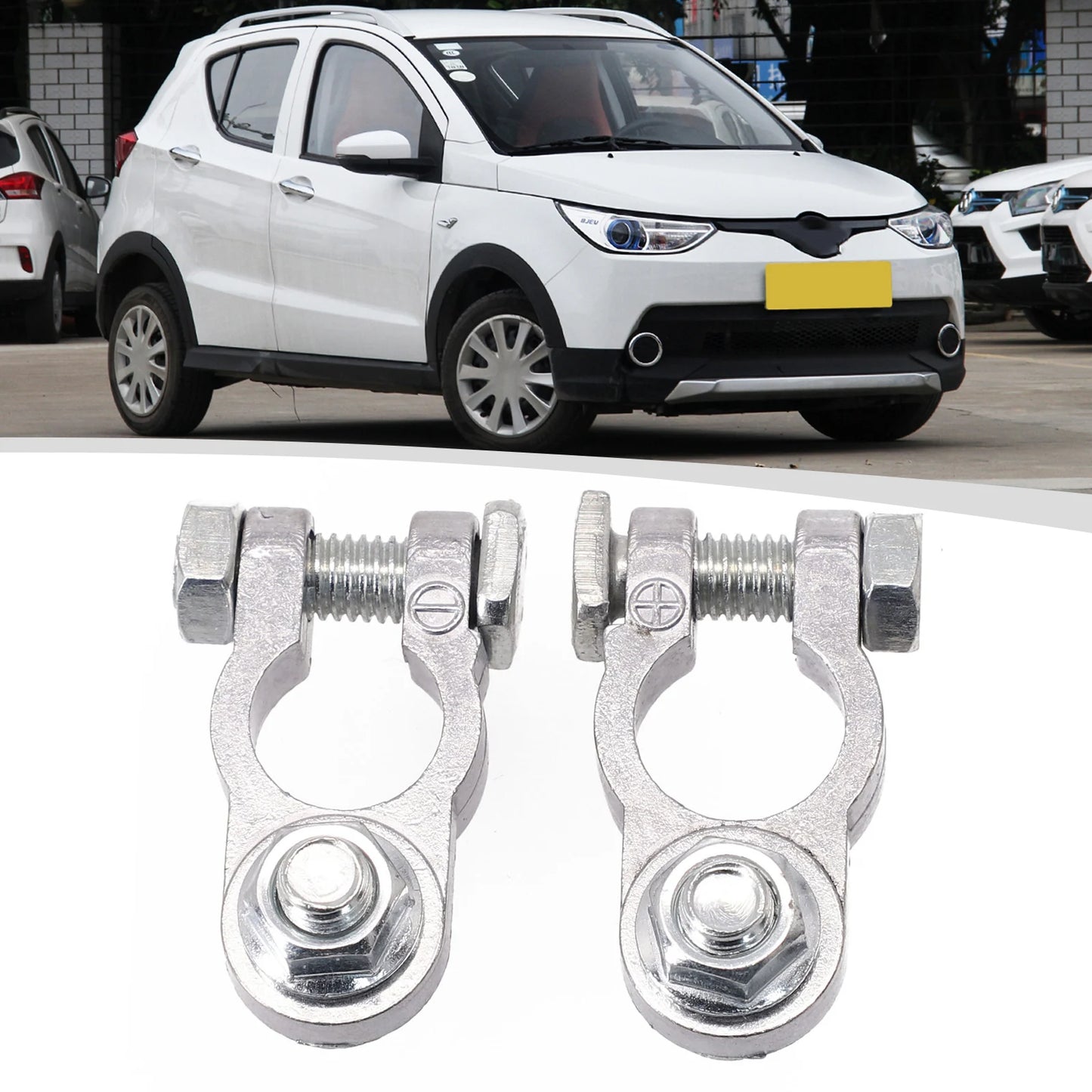 1 Pair Battery Terminal Clamp Zinc Alloy Positive & Negative Pole Auto Car Screw Connector Car Battery Terminal Clamp