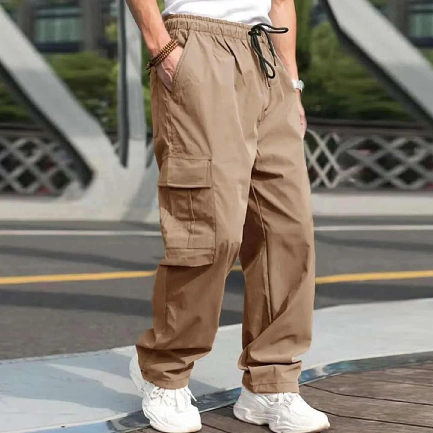 New Style Amazon Men's Cargo Pants Loose Straight Leg Casual Sports Trousers Working Men's Pocket Pants European And American