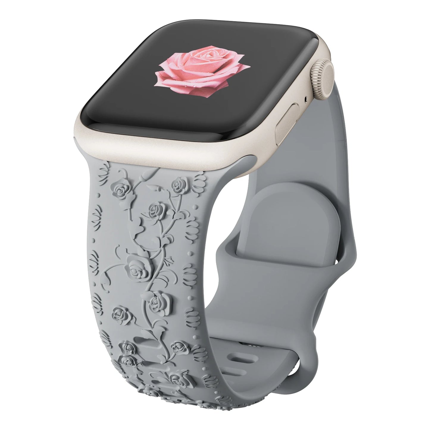 For Apple Watch Band 42mm 41mm 40 45mm 49mm 44mm Floral Engraved bracelet correa for iwatch series11 10 9 7 SE 6 8 Ultra 2 Strap