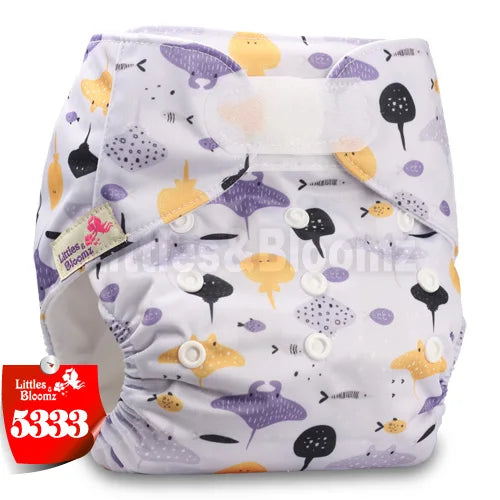 [Littles&Bloomz] Baby Washable Reusable Real Cloth STANDARD Hook-Loop Pocket Nappy Diaper Cover Wrap, suits Birth to Potty