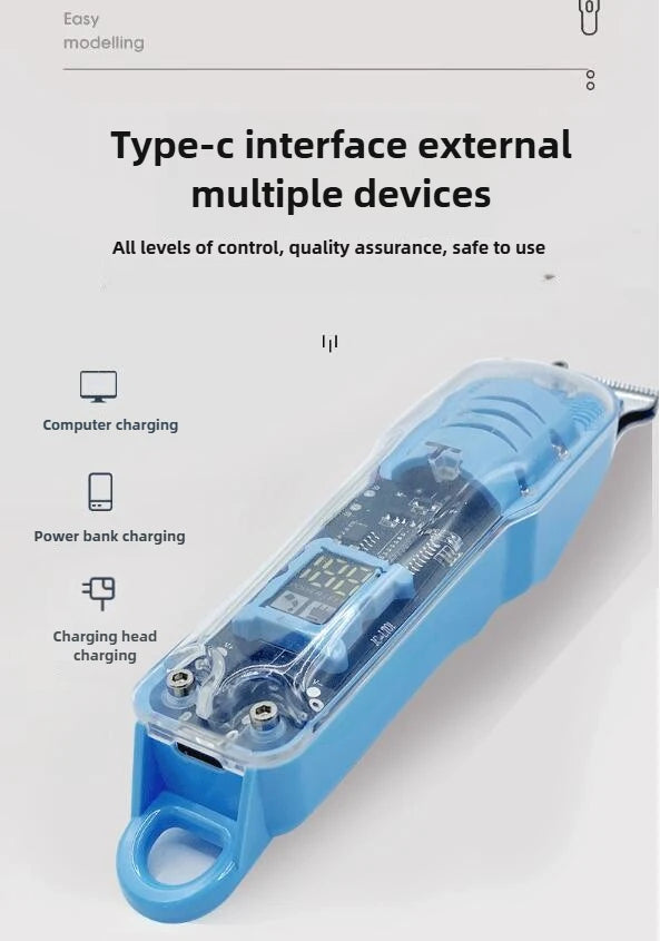 Hair Cut Machine Rechargeable Hair Clippers Transparent Professional Clippers Electric Hair Trimmers Shaver for Men Cordless