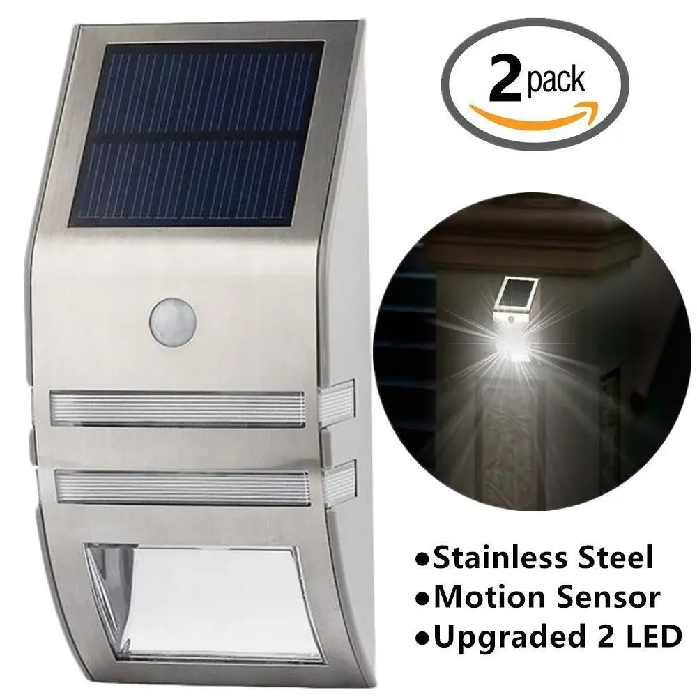 Garden Villa Solar Wall Light PIR Human Body Induction Stainless Steel LED Outdoor Waterproof Landscape Lighting  Clearance