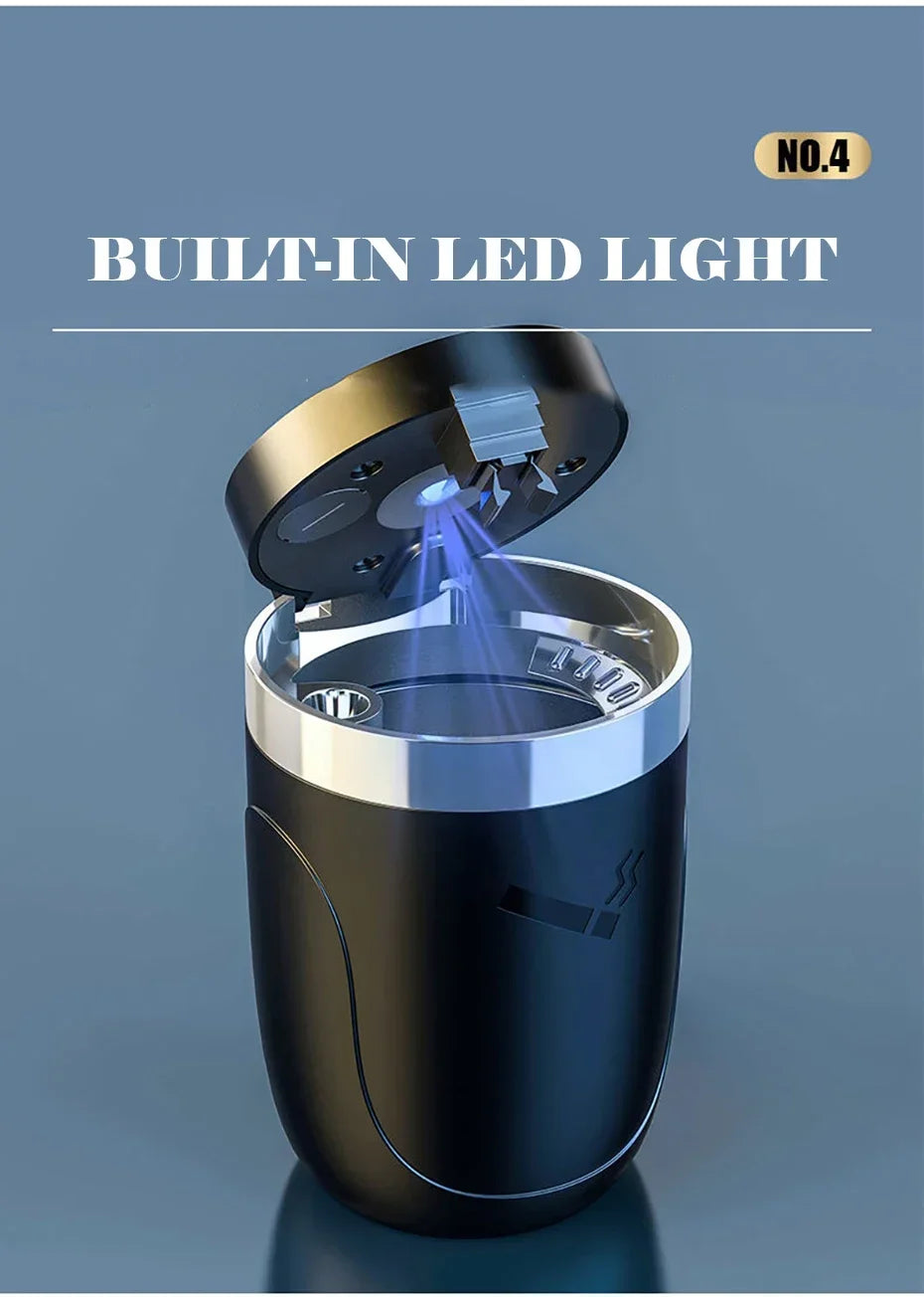 1PCS Portable LED Smoke Car Ashtray Cigarette Ash Holds Cup Automatic Light Indicator Ashtray Car Cup Holder