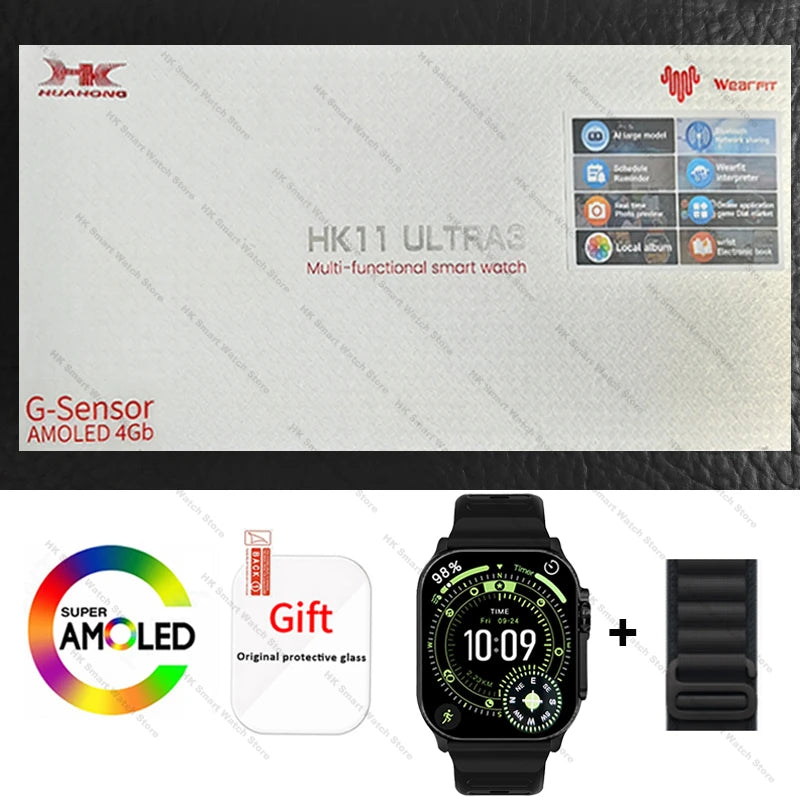 2026 New HK 11 ULTRA 3 Max Smartwatch 49mm AMOLED 4G ROM AI Robot Bluetooth Network Call Clock NFC Compass Smart Watch Men Women