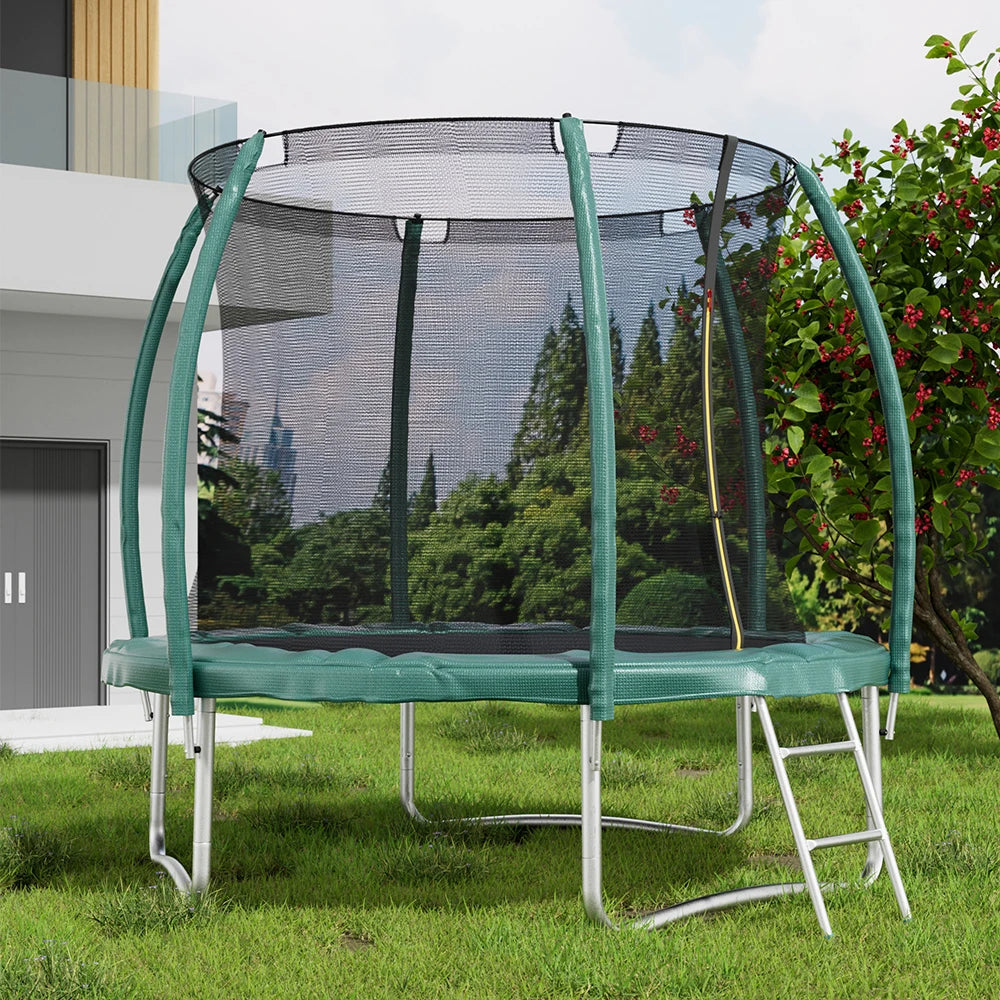 【Breeins】Outdoor Enclosure Trampoline with Ladder Exercise Workout Rebounder Sport Trampoline Handle Adults Jumping Training
