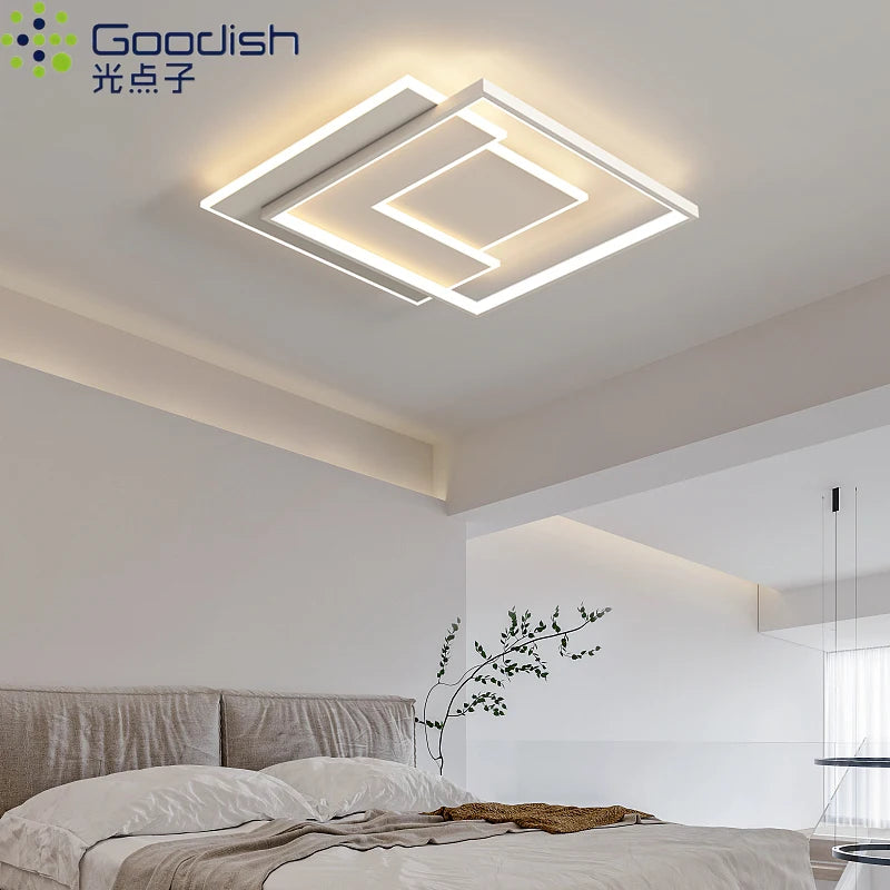Modern Nordic Led Ceiling Light Square Minimalist Lamps for Kitchen Living Dining  Room Art Home Decoration Chandelier