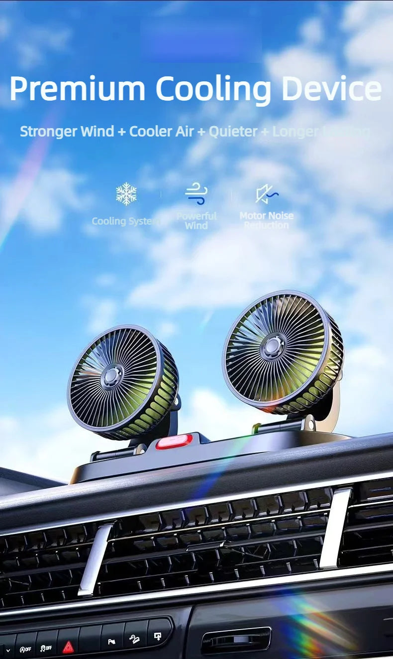 5V/12V/24V Car Fan Cooling Dual/Three Head USB Cooler Adjustable Auto Cooler Air Fan Car Accessories Wind Regulation