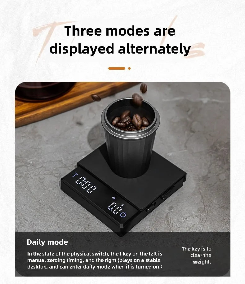 Mini Digital Coffee Scale with Timer 0.1g High Precision Rechargeable USB-C Fast Charging Kitchen Scale for Espresso Pour Over