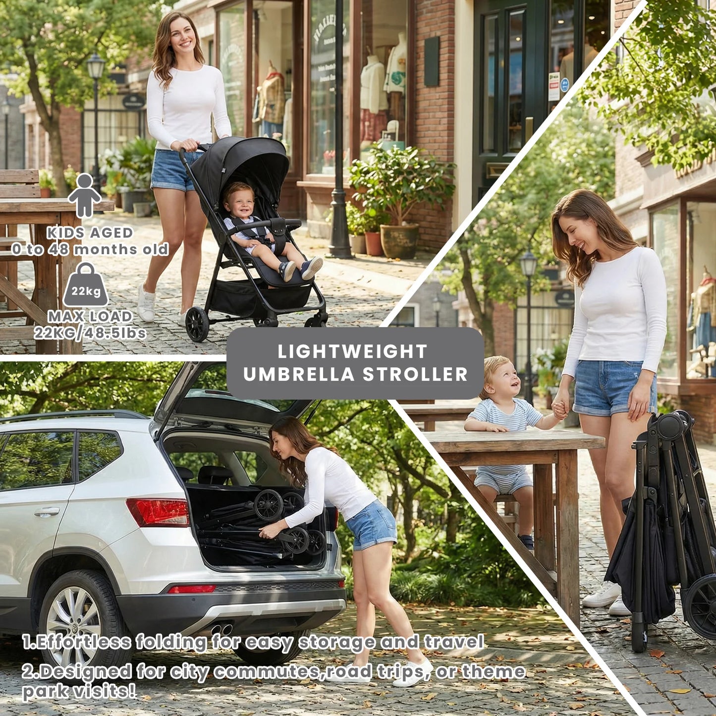 Baby Stroller for Toddlers With Reclining Seat,Ultra Compact Stroller With Large Storage Basket, Canopy, for Travel Buggy