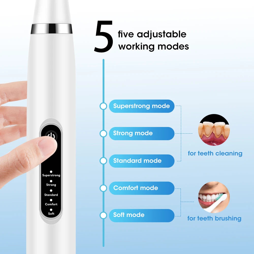 Electric Ultrasonic Dental Scaler 5 Modes Calculus Oral Tartar Remover Tooth Stain Cleaner Teeth Whitening Oral Care