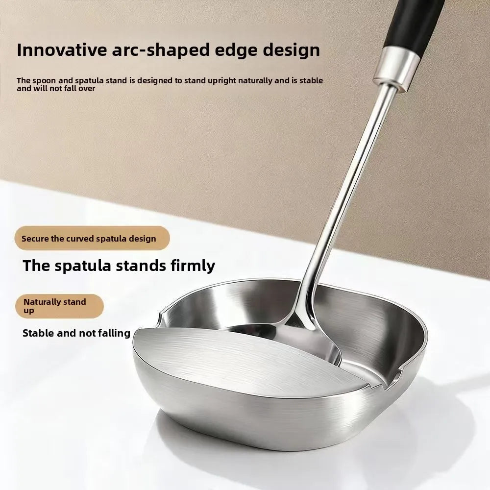 New Stainless Steel Ladle Rack Self-Standing Stable Spatula Rack Spoon Tray