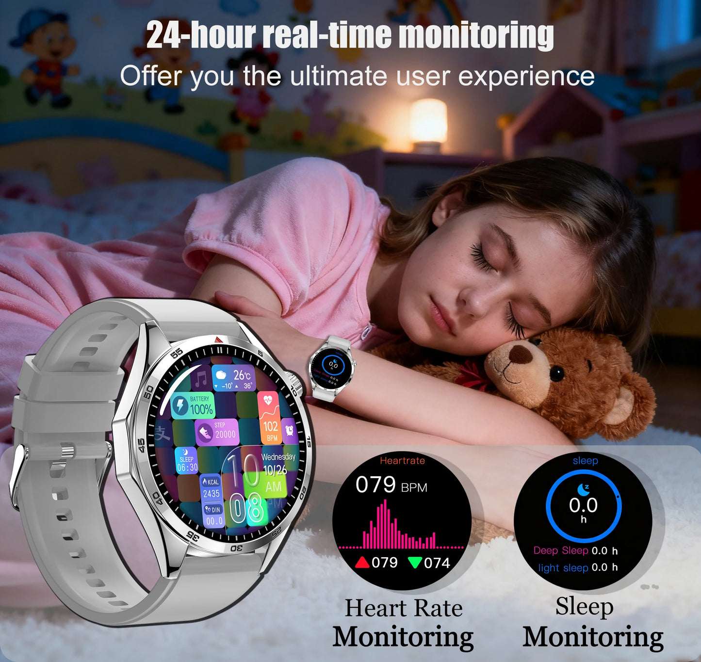 LEMFO Smart Watches For Men Women 1.5" 360*360 HD Screen 330mAh Battery Heart Rate Sleep Health Bluetooth Call  Watches For Man