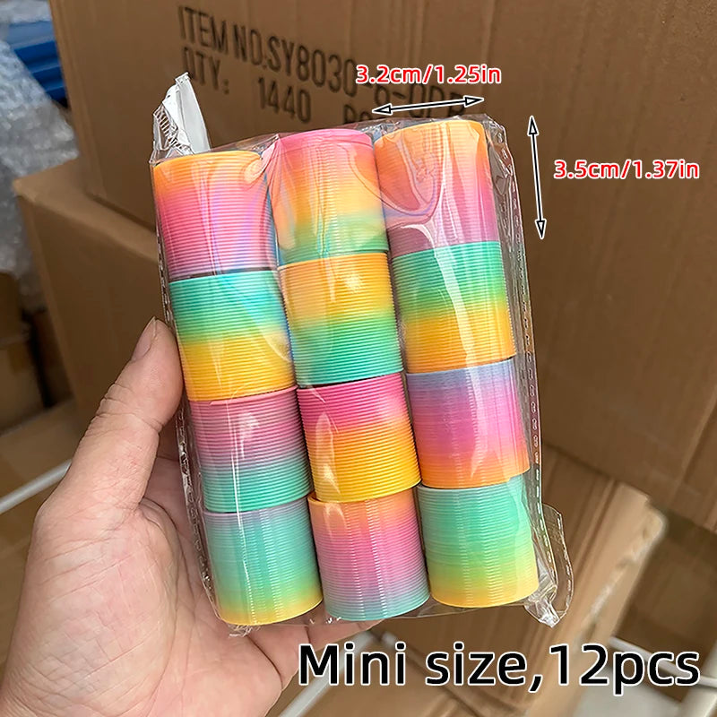 12/24 Rainbow Magic Springs Circle Toys Kids Birthday Party Favors Guests Giveaway Small Gifts Pinata Fillers Flexible Funny Toy