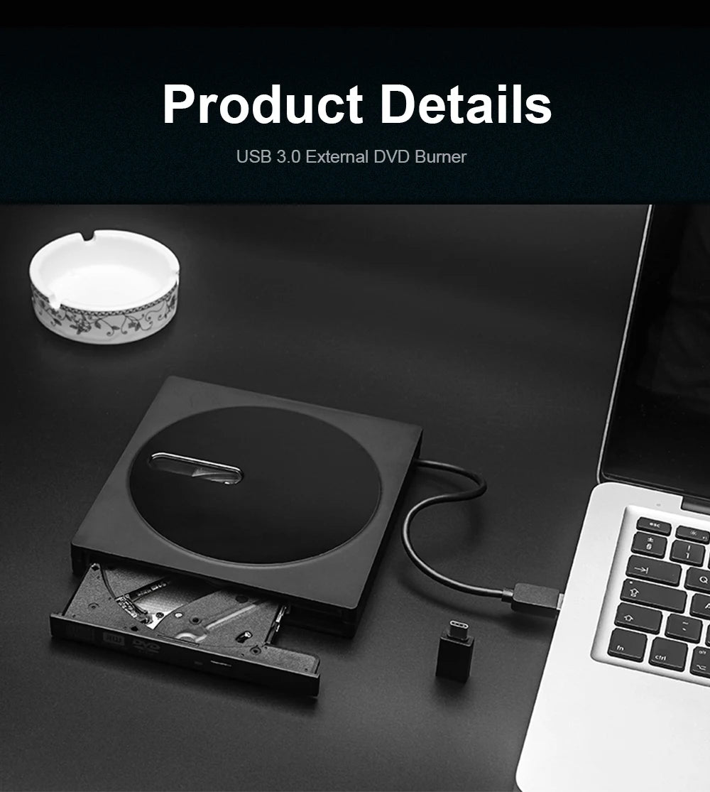 Deepfox USB 3.0 Slim External DVD RW CD Writer Drive Burner Reader Player Optical Drives For Laptop PC Dvd Burner Dvd Portatil