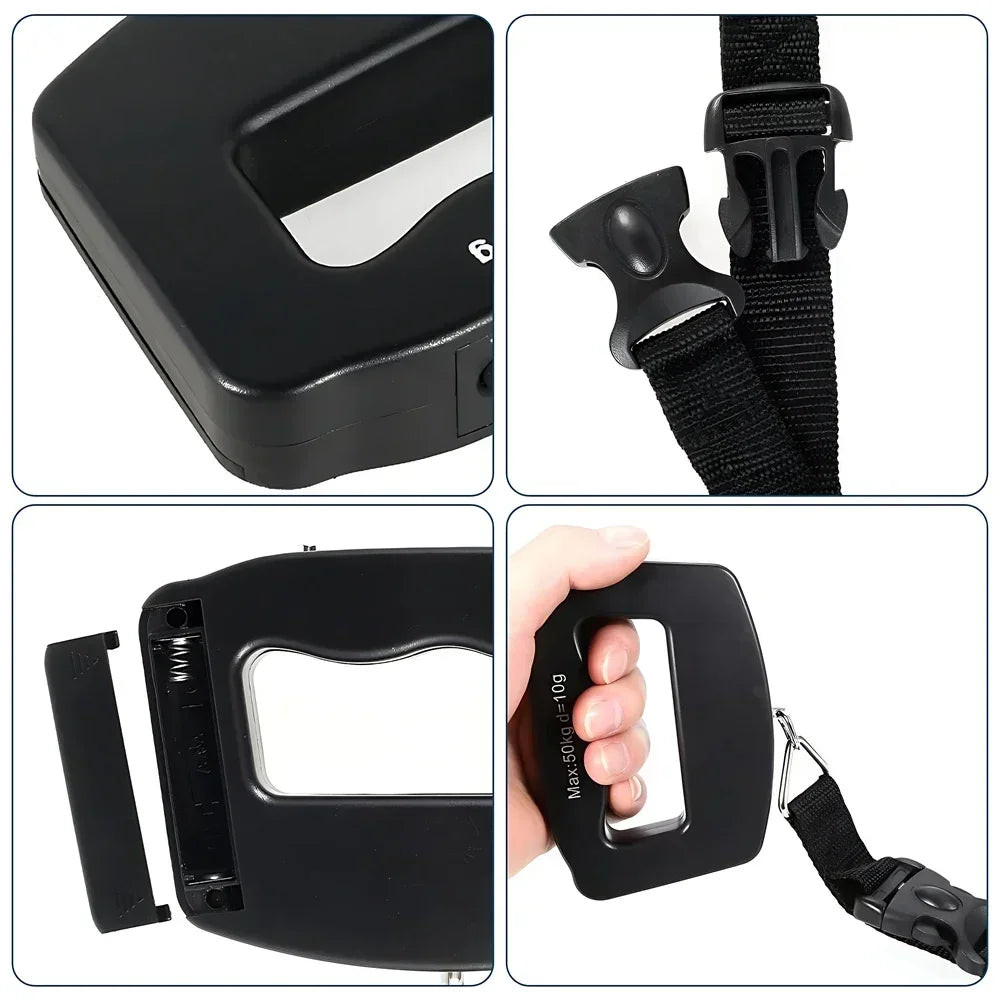 50kg/110lb Portable Scale LCD Digital Luggage Suitcase Scale Handled Travel Baggage Bag Fish Weighting Hook Hanging Scales